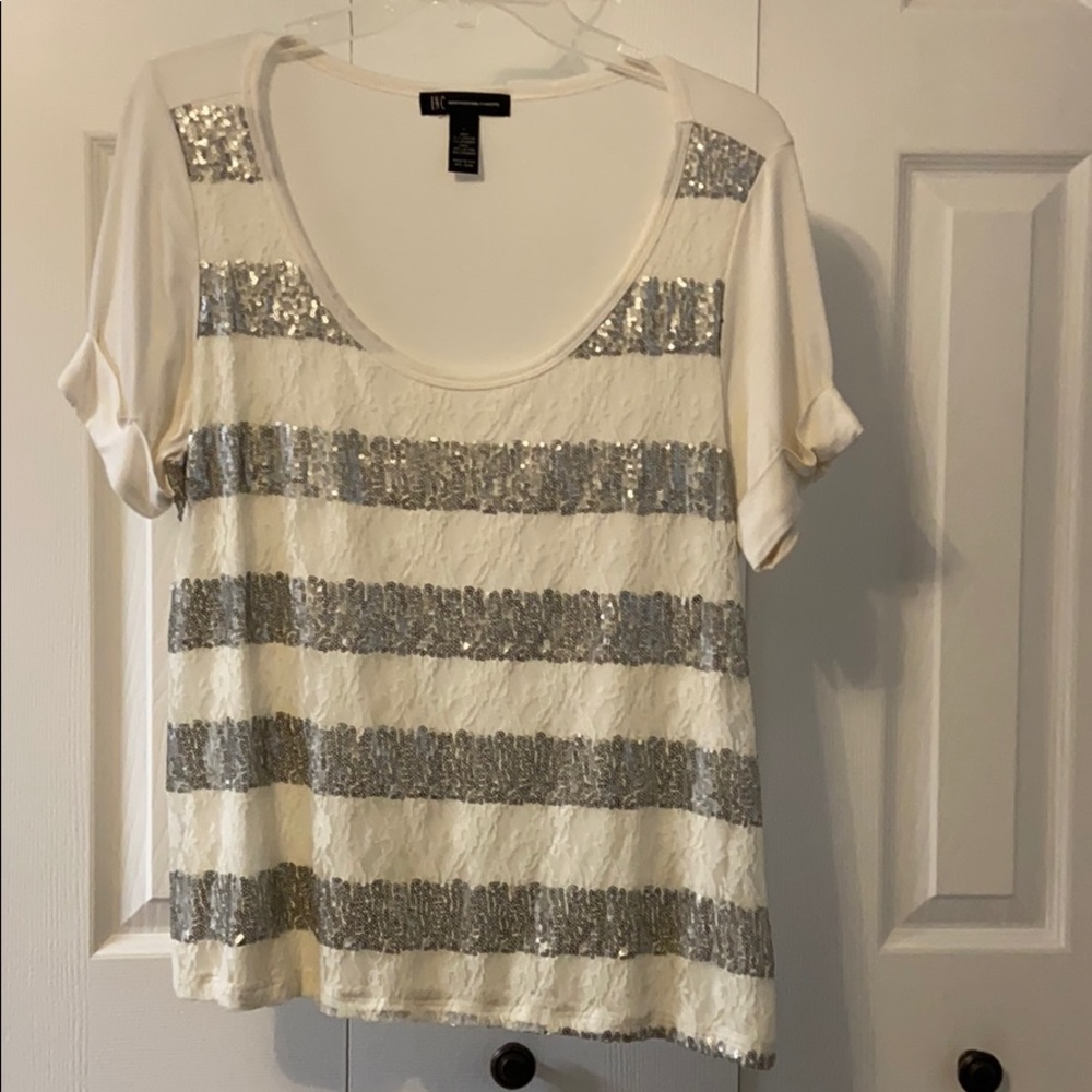 white and grey top.